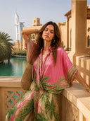 Bohemian Tropical Print Flowy Top & Wide-Leg Pants Two-Piece Set