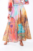 Elegan Print Chiffon Maxi Skirt Two-Piece Set