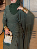 Elegant Ruched Batwing Top & Wide Leg Pants Set