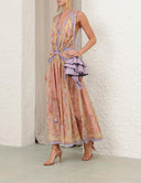Bohemian Floral Print Deep V-Neck Maxi Dress