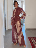 Elegant Tie-Dye Blouse & Wide Leg Pants Set
