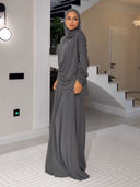 Elegant Muslim Headscarf & Maxi Robe Two-Piece Set