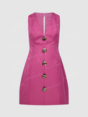 Elegant V-Neck Button Front Mini Dress