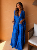 Boho Print Deep V-Neck Top & Wide Leg Pants Two-Piece Set