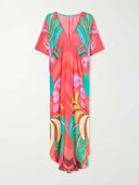 Boho Floral Print Deep V-Neck Flowy Maxi Dress