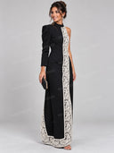 Elegant One-Shoulder Lace Panel Two-Piece Set