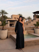 Elegant One-Shoulder Satin Maxi Dress