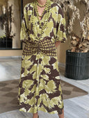 Casual Abstract Tie-Dye Print Kimono Sleeve Maxi Dress