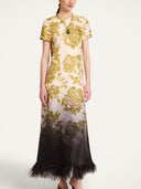 Feather Hem Midi Dress