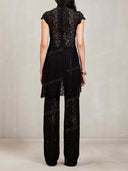 Sexy Floral Lace High Neck Tunic Top & Pants Two Piece Set