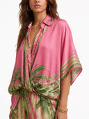 Bohemian Tropical Print Flowy Top & Wide-Leg Pants Two-Piece Set