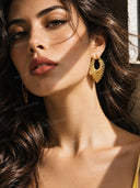 Vintage Gold Sunburst Hoop Earrings