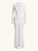 Sexy Floral Lace Lace-Up Slit Maxi Dress