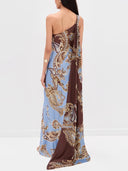 Elegant Bohemian Paisley Printed Satin Maxi Dress