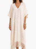 V-Neck Tassel Design Maxi Dress