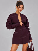 Elegant Button Front Blazer Mini Dress