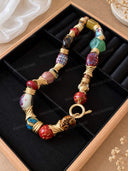 Multicolor Beaded Gold Statement Necklace