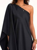Elegant One-Shoulder Satin Maxi Dress