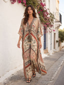 Boho Vintage Print Oversized Kaftan Maxi Dress