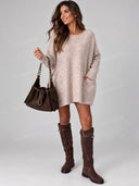 Oversized Pocket Knit Sweater Mini Dress