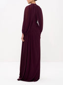 Elegant Draped Cape Sleeve Pleated Maxi Dress
