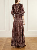 Retro Floral Print Puff Sleeve Maxi Dress