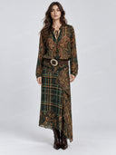 Retro Paisley Print Blouse & Asymmetric Maxi Skirt Two Piece Set