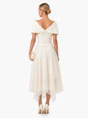 Elegant Off-Shoulder Pleated Midi Dress