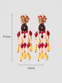 Boho Beaded Tassel Drop Earrings