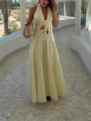 Elegant V-Neck Halter Maxi Dress