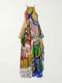 Unique Art Print Backless Maxi Dress
