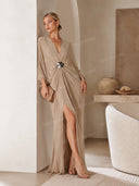 Casual Batwing Sleeve Draped Maxi Dress