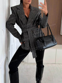 Structured Shoulder Belted Wrap Blazer