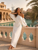Elegant One-Shoulder Draped Maxi Dress