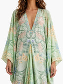 Unique Floral Print V Neck Oversized Midi Dress