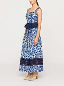 Floral Print Square Neck Peplum Lace Trim Two-Piece Set