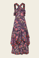 Floral Print Cross Halter Maxi Dress