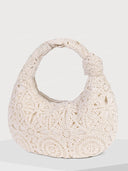 Boho Hollow Crochet Lace Knotted Handle Hobo Shoulder Bag