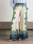 Unique Geometric Pattern Printed Satin Long-sleeved Shirt