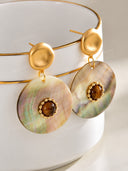 Mother of Pearl Disc Drop Earrings