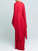 Elegant Batwing Sleeve Twist Front Slit Evening Maxi Dress