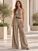 Minimalist High-Neck Off-Shoulder Jumpsuits