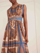 Retro Paisley Print Side Slit Maxi Dress