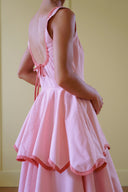 Elegant Color Trim Tiered Ruffle Sleeveless Maxi Dress