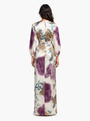 Elegant Watercolor Print Satin High-Waist Maxi Skirt