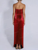 Elegant Strapless Sequin Pleated Maxi Dress