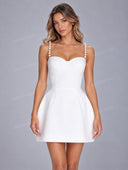 Elegant Pearl Strap Corset Mini Dress