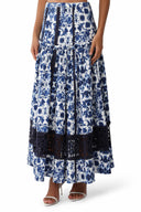 Floral Print Square Neck Peplum Lace Trim Two-Piece Set