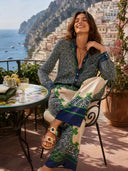 Unique Geometric Print Satin Two-piece Set