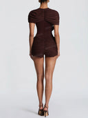 Sexy Ruched Draped Top & Mini Skirt Two Piece Set